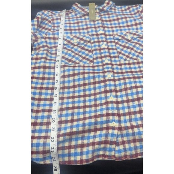 J.Crew Women’s Crimson Petal Plaid Boyfriend Flannel Button Up Shirt Sz 10P NEW - Picture 11 of 11